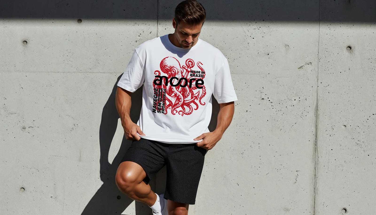 Referência visual Ancore Sempre: camiseta com estampa de âncora